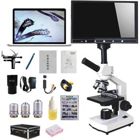 LED Lighted Digital Microscope for Adults Science Lab and Beauty Salon with Screen, Mite Detection Ultra High Definition Video Record (17" Screen mite Microscope)