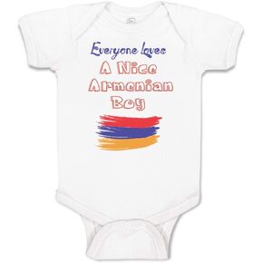 Custom Baby Bodysuit Everyone Loves A Nice Armenian Boy Armenia Funny Cotton