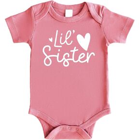 Olive Loves Apple Lil Sister Heart Bodysuit for Baby Girls Sister Sibling Outfits