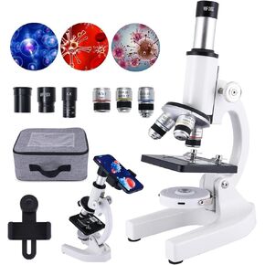 Microscope for Kids,12000/30000/40000/50000X Compound monocular Microscope with 60° Adjustment,Phone Holder/Storage Bag,for Children Students Home School,12000X