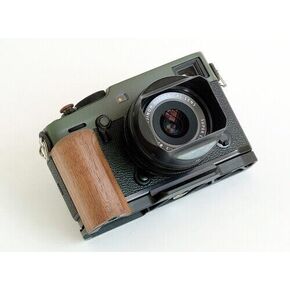 Handmade Wood Hand Grip Holder Handle for Fu ji Film X-PRO3 Xpro3 Camera Baseplate (Ebony(Black Alloy Base))