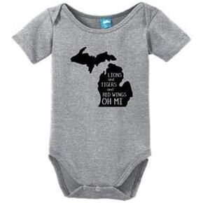 Lions and Tigers and Red Wings Oh Mi Printed Infant Bodysuit Baby Romper