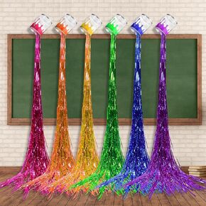 Honeydak 6 Set Art Paint Party Decoration Clear Paint Cans with Rainbow Foil Fringe Curtains Back to School Art Party Theme Classroom Birthday Favor Supply DIY Colorful Splatter Backdrop Decoration