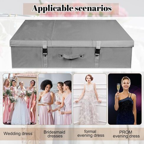 Berlune Wedding Dress Storage Box Kit Bridal Dress Preservation Box with 100 Sheets of Acid Free Tissue Paper and 1 Pair Microfiber Gloves for Storage Wedding Gown, 31 x 20 x 8 Inches(Large,Gray) in Saudi Arabia