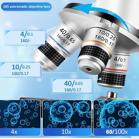 Compound Monocular Microscope,12000/30000/40000/50000X Microscope for Kids Students,Phone Holder/Storage Bag, for School Home Education,40000X in Kuwait
