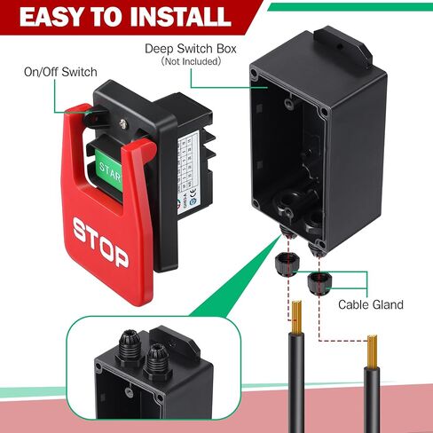 Dreyoo 120/230V مرحلة واحدة مفتاح التشغيل/إيقاف التشغيل ، تبديل فعال 120V 2HP OFF ، مفاتيح طاقة أمان مع مجداف علامة توقف كبيرة سهلة الاتصال للطاقة السريعة لمشاهدة الجدول ، أدوات النجارة الخشبية in Saudi Arabia
