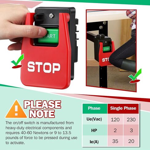 Dreyoo 120/230V مرحلة واحدة مفتاح التشغيل/إيقاف التشغيل ، تبديل فعال 120V 2HP OFF ، مفاتيح طاقة أمان مع مجداف علامة توقف كبيرة سهلة الاتصال للطاقة السريعة لمشاهدة الجدول ، أدوات النجارة الخشبية in Saudi Arabia
