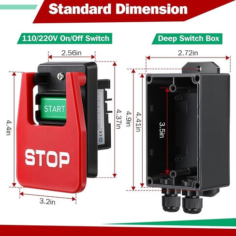 Dreyoo 120/230V مرحلة واحدة مفتاح التشغيل/إيقاف التشغيل ، تبديل فعال 120V 2HP OFF ، مفاتيح طاقة أمان مع مجداف علامة توقف كبيرة سهلة الاتصال للطاقة السريعة لمشاهدة الجدول ، أدوات النجارة الخشبية in Saudi Arabia