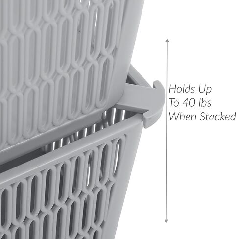 تبسيط 2PK شريحة كبيرة 2 مكدس IT حمل سلة | التخزين والتنظيم | فتح صناديق مع القدرة القابلة للتكديس | الحمام | الحرف | مخزن | غرفة اللعب | مكتب | أسود in Kuwait