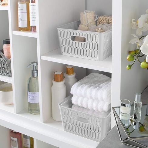 تبسيط 2PK شريحة كبيرة 2 مكدس IT حمل سلة | التخزين والتنظيم | فتح صناديق مع القدرة القابلة للتكديس | الحمام | الحرف | مخزن | غرفة اللعب | مكتب | أسود in Kuwait