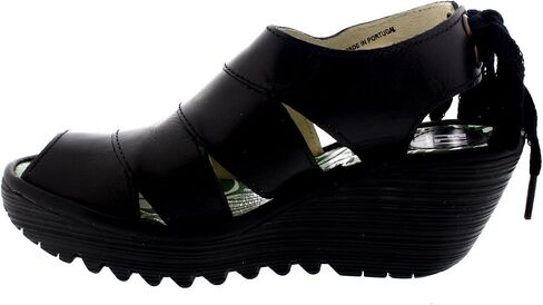 Womens Fly London Yown Rug Leather Vacation Peep Toe Wedges Heel Sandals in Saudi Arabia
