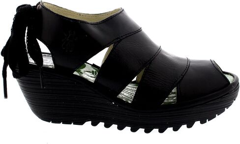Womens Fly London Yown Rug Leather Vacation Peep Toe Wedges Heel Sandals in Saudi Arabia