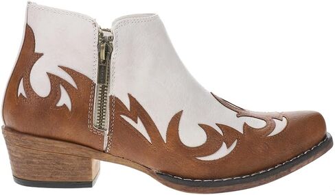 Roper Womens Lorene Toolding Tooln Snip Toe Boots Casual Boots Onkle Low Heel 1-2 " - Brown ، White in Kuwait