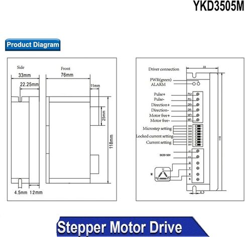 سائق محرك Stepper YKD3505M لمدة 3 مرحلة 42 ~ 86 مم (17 ~ 34) محركات السهول التي التيار أقل من 5.7a. in Saudi Arabia
