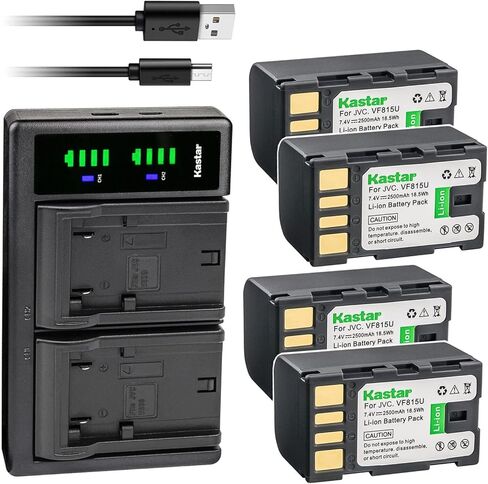 Kastar 2-Pack Battery and LTD2 USB Charger Replacement for JVC GZ-MG630A GZ-MG630AA GZ-MG630AC GZ-MG630AEK GZ-MG630AU GZ-MG630AUS GZ-MG630R GZ-MG630RAA GZ-MG630RAG GZ-MG630REK GZ-MG630RUS GZ-MG630S in Kuwait