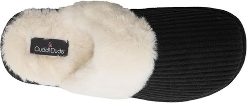 Cuddl Duds Women Indoor Corduroy Foam Insole Cozy Faux Fur Lining Clog Slip On Slipper House Shoes With Skid Resistant Bottom in Saudi Arabia