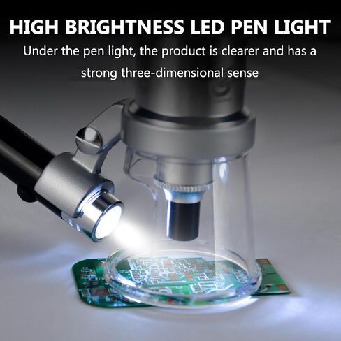 Handheld Digital Microscope, Scale Desktop Microscope, with Scale, LED Penlight, 20/40/60/100 Times Magnification, for Printing, Textile, Electronics, Identification and Other Industries in Saudi Arabia