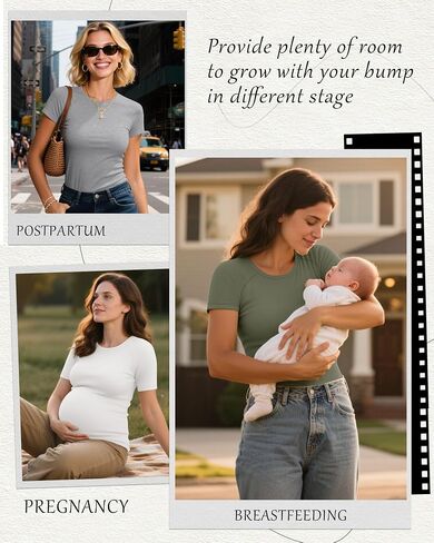 4 Pack Women's Maternity Shirts Raglan Short Sleeve Maternity Top Crew Neck Casual Pregnancy Clothes in Kuwait
