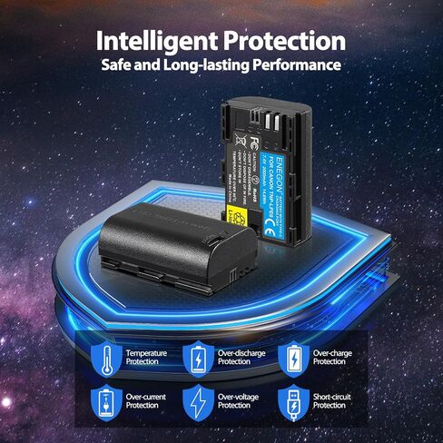 Enegon LP-E6 USB C Battery Charging Brateghing 2000mAh (2 pack) مع 2 في 1 كابل USB-C لشحن Canon EOS R5 ، R6 ، R7 ، 5D II/III/IV 6D ، 6D II ، 7D ، 7D II ، 60D ، 70D ، 80D ، 90D DIGITAL CAMERA in Saudi Arabia