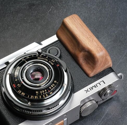 Wood L Handle Hand Grip + Aluminum Alloy Baseplate for lu Mix S9 Camera (Desert Iron + Black Base) in Saudi Arabia