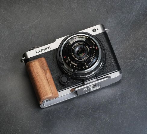 Wood L Handle Hand Grip + Aluminum Alloy Baseplate for lu Mix S9 Camera (Desert Iron + Black Base) in Saudi Arabia
