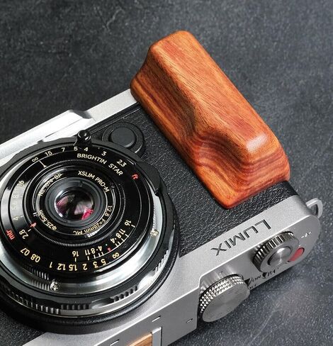 Wood L Handle Hand Grip + Aluminum Alloy Baseplate for lu Mix S9 Camera (Desert Iron + Black Base) in Saudi Arabia