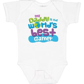 inktastic Worlds Best Gamer Daddy Baby Bodysuit