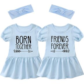 ysculbutol baby twins twins bodysuit ولدت معا صديق إلى الأبد فتاة ملابس أخت فساتين الرضيع رومبير مع عقال