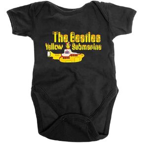 The Beatles Kids Baby Grow: Yellow Submarine Logo & Sub - 12-18 Months - Black