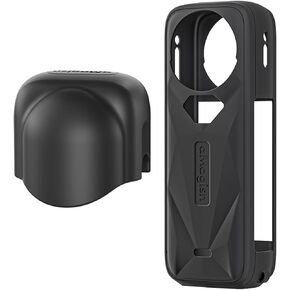 Silicone Sleeve + Lens Cap for Insta360 X5, Protection Cover Protective Case (Black)