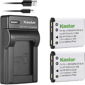 Kastar Battery X2 & Slim USB Rapid Charger for Sanyo Xacti VPC-E1403, VPC-E1500, VPC-E1500TP, VPC-E1600, VPC-E1600TP, VPC-T700, VPC-T850, VPC-T1060, VPC-T1284, VPC-T1495, VPC-T1496, VPC-TP1000 Cameras