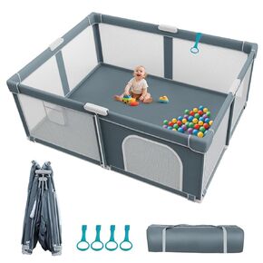 Foldable Baby Playpen - 71"×59" Collapsible Play Pen for Babies and Toddlers - Indoor Outdoor Foldable Play Yard with 4 Handles - Folding Baby Playpen with Bag Portable Travel Play Yard