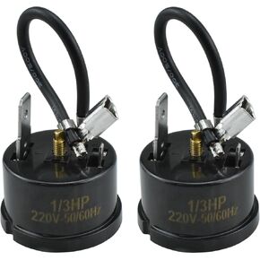Aifeier ET 2Pcs Compressor Thermal Overload Protector, Portable 1/3HP-250W Refrigerator Freezer Protection Replacement Part for Wine Center, Mini Refrigerator, and Beverage Cooler (Black)