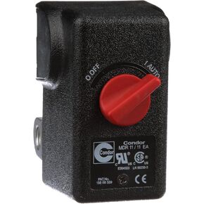 Condor 034-0199 Air Compressor Pressure Switch, 145-175 PSI, Rotary Actuator, Automatic Operation, Black
