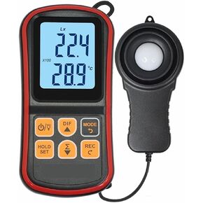Digital Illuminance Light Meter Tester, 5PCS Design LCD Digital Split Type Lux Meter Mini Handheld Illuminometer Measurement Tester With Two Recording Modes for set design, factory, office or home use