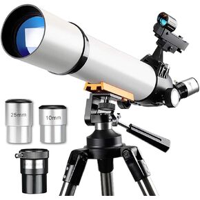70mm Aperture Refractor Telescope for Adults & Beginners, 500mm Focal Length, Portable Travel Telescope with Adjustable Tripod, Phone Adapter & Wireless Remote