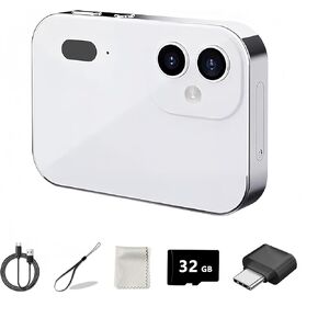 D6 Digital Camera with Auto Focus & 4K Video Recording - 64MP Portable Compact UHD Camera, 16X Digital Zoom, Anti-Shake, Includes 32GB Card - for Teens & Adult Beginners (White)