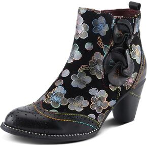 Spring Step L'Artiste Glynn Women's Floral Oxford Bootie - Pretty & Punk, Suede with Rainbow Stitching