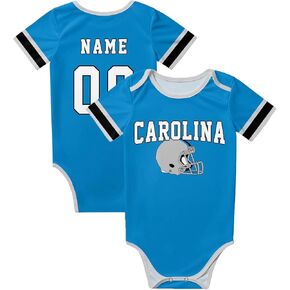 Custom Football Baby Clothes,Printed with Baby Name Number Solid Color Bodysuit for Boy Girl Personalized Gift