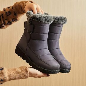 Women's Snow Boots Faux Fur Long Plush Platform Ankle Boots Waterproof Warm Cotton Winter Boots (Color : Blue, Size : 8 US)