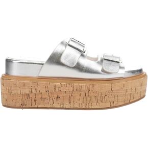 Shu Shop Womens Lucinda Metallic Platform Slide Casual Sandals Casual Mid Heel 2-3" - Silver