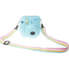 Quick Release Camera Strap Professional Shoulder Neck Strap Compatible with Fujifilm Mini 9 8 8+ 7s 25 26 50 50s 90 210 Polaroid Film Camera (Rainbow- Blue/Yellow/White/Pink)