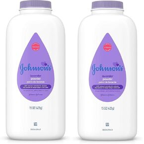 Johnson's Lavender Baby Powder with Naturally Derived Cornstarch, Hypoallergenic and Paraben Free, 15 oz (Pack of 2)