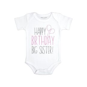 Happy Birthday Big Sister! Baby Bodysuit| Sibling of the Birthday girl outfit (12 Months)