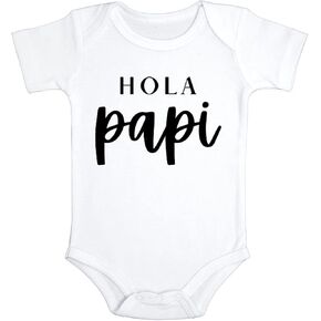 Hola Papi Baby Bodysuit | Pregnancy Announcement Jumpsuit | New Baby (0-3 months), White