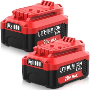 2PACK CMCB206 8000mAh Lithium ion Replacement Battery Compatible with Craftsman 20V Battery CMCB202 CMCB204 CMCB201 CMCB209 CMCB205 CMCS500 V20 Series Cordless Power Tool(Only for V20 Series)(Red)