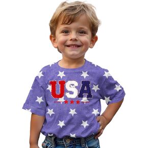 CM C&M WODRO 4th of July Shirt for Toddler Baby Boy Girl USA Embroidery Patriotic T-Shirt American Flag Short Sleeve Tee Tops