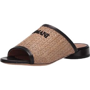 Emporio Armani Women's Raffia Logo Slide Mule
