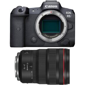 Canon EOS R5 Digital Camera Body مع Canon RF 24-70 مم f/2.8 L هو عدسة USM (عنصران)