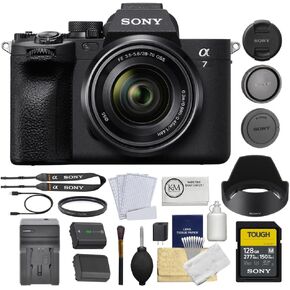 Sony Alpha a7 IV Mirrorless Camera | 28-70mm Lens Bundle with 128GB Memory Card + UV Filter + Battery and Charger + 6-Piece Cleaning Kit + Screen Protectors + Cloth (8 Items)